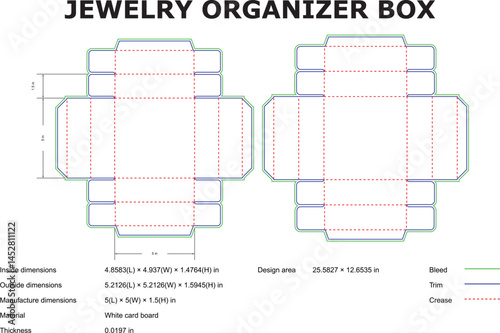 Jewelry Box Packaging Die Cut Template Vector Illustration Design Layout