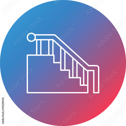 Stairs Line Gradient Circle Background Icon