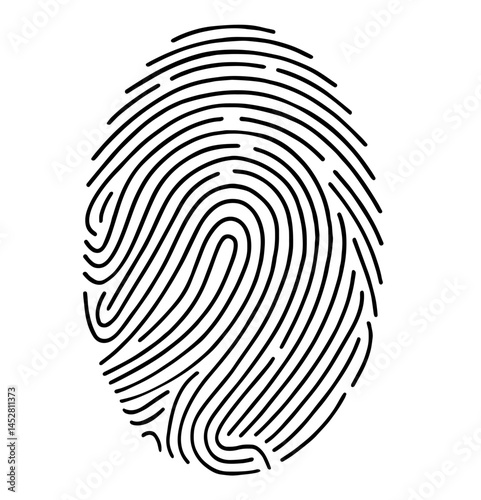 Black Fingerprint  in Oval Shape with Detailed Lines – Biometric Identification, Security Access, Personal Identity, Digital Authentication Concept