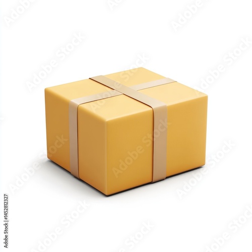 A light beige cardboard box with beige tape. photo