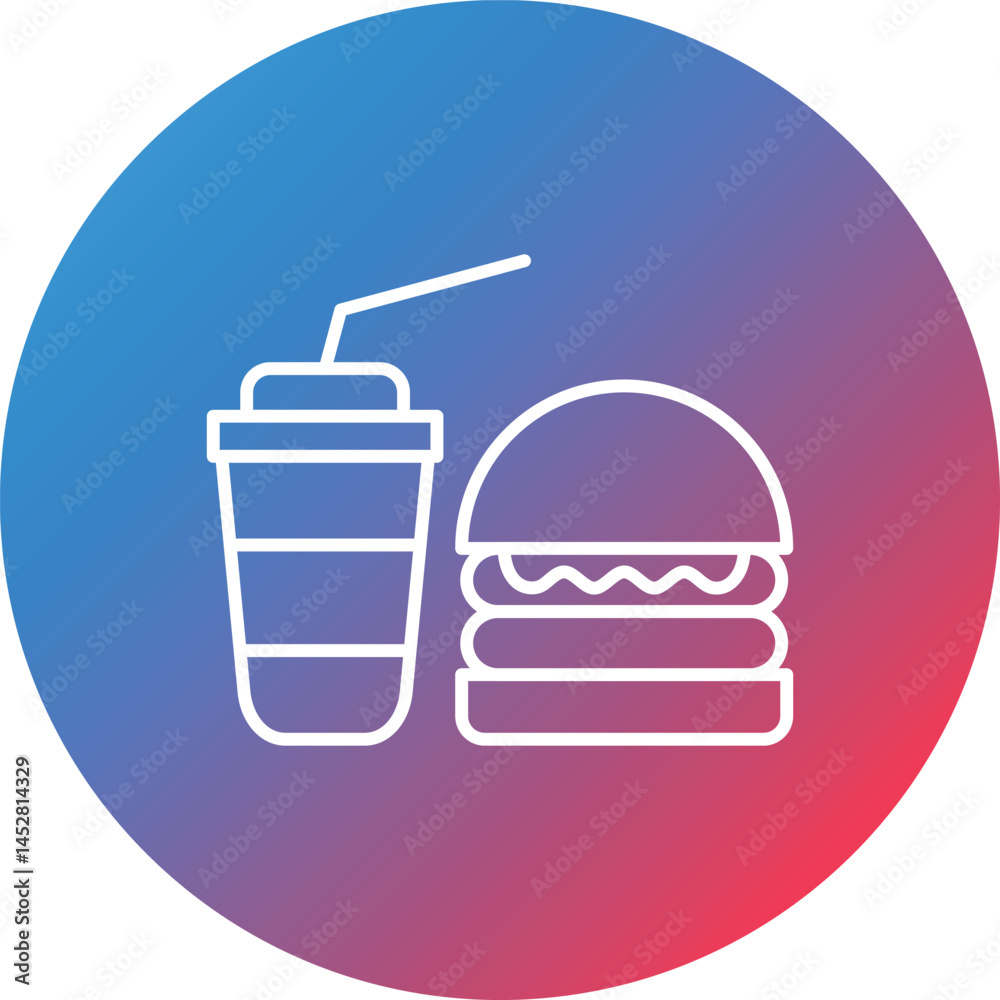 Meal Line Gradient Circle Background Icon Meal Line Gradient Circle Background Icon