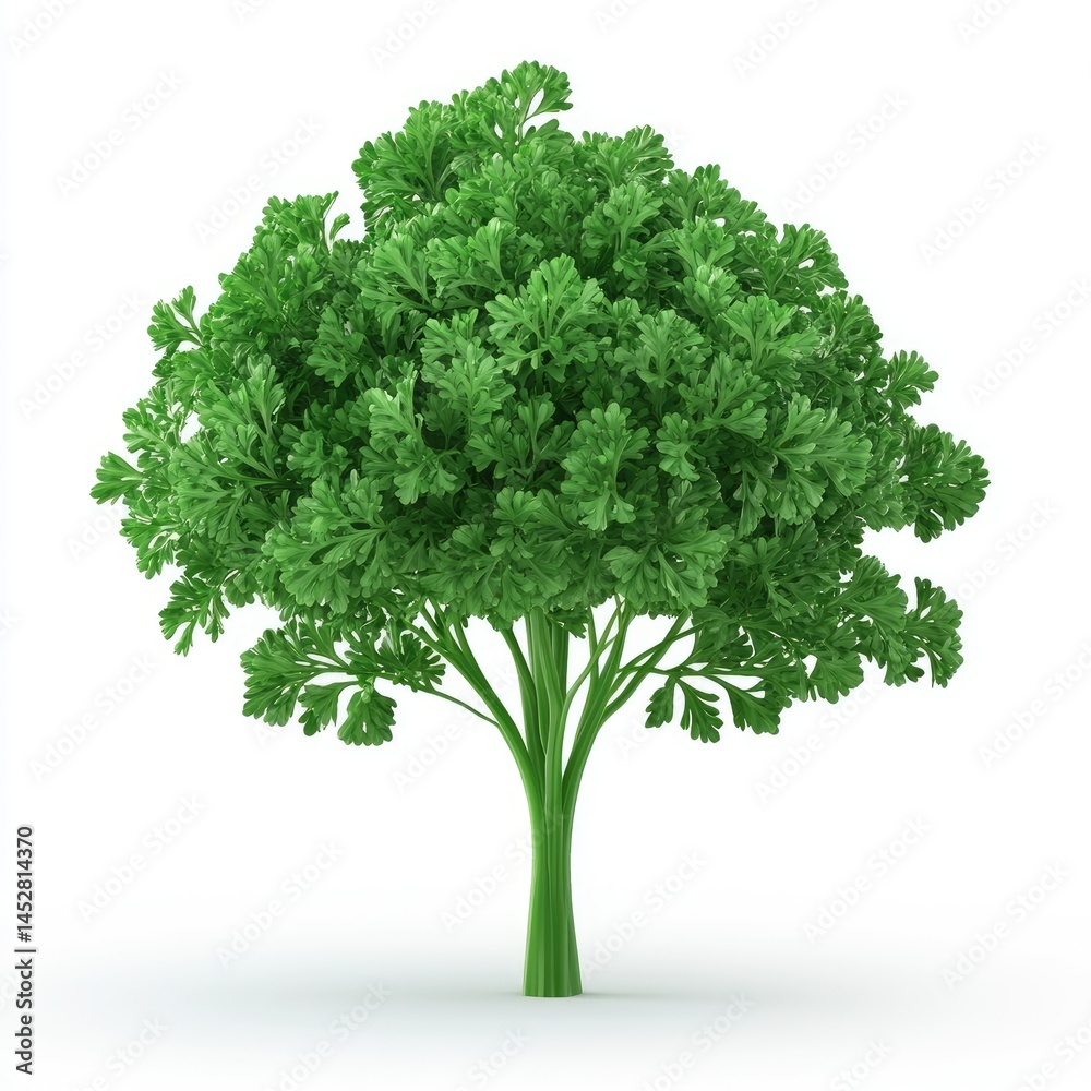 Fototapeta premium Lush parsley plant against a pure white background.