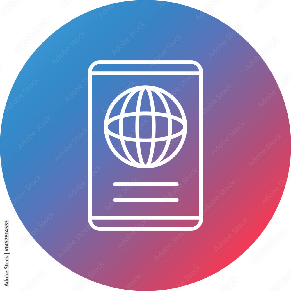 Passport Line Gradient Circle Background Icon Passport Line Gradient Circle Background Icon