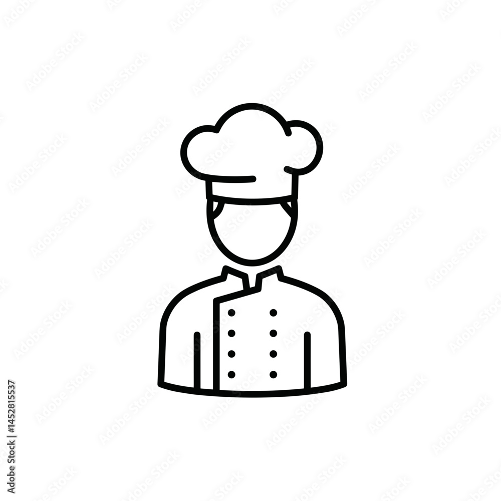 Chef in a hat wearing a uniform against a plain background Chef in a hat wearing a uniform against a plain background