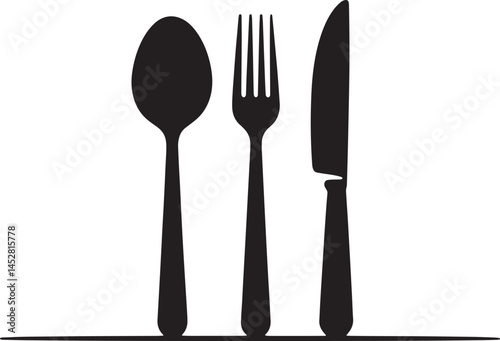 Dining silverware flat icon with spoon, knife and fork