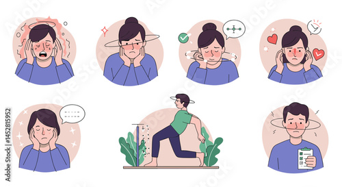 Emotional expressions depicting stress relief activities  