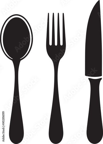Dining silverware flat icon with spoon, knife and fork