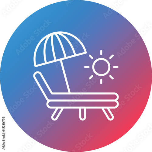 Sunbed Line Gradient Circle Background Icon