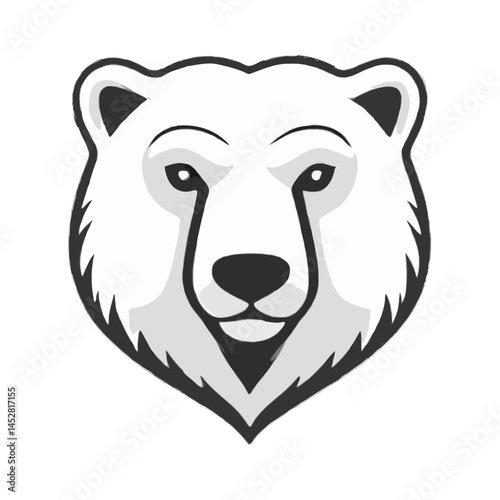 Simplified Grayscale Polar Bear Icon Design