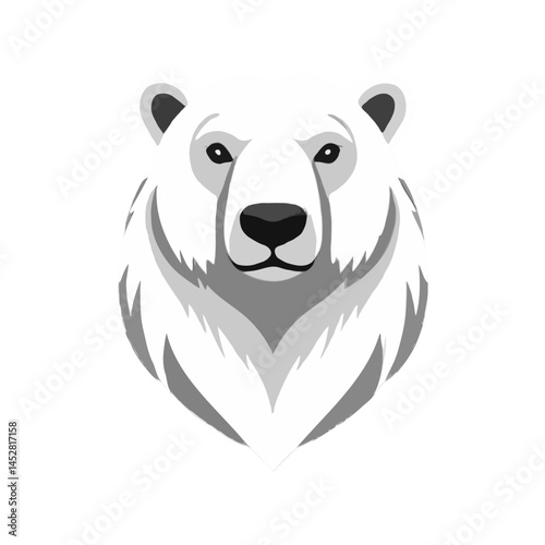 Detailed Grayscale Polar Bear Design