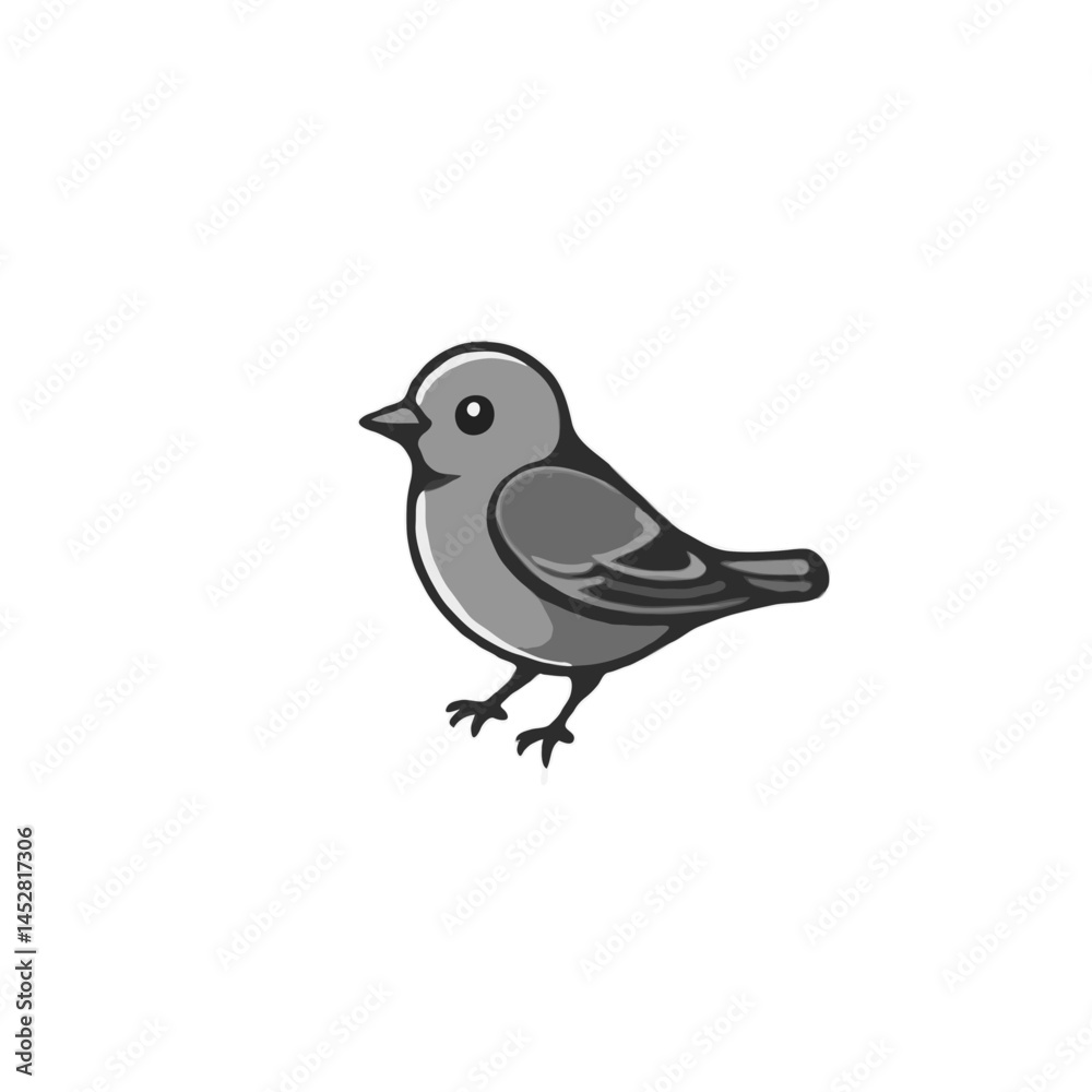 Obraz premium Little Grayscale Bird Illustration