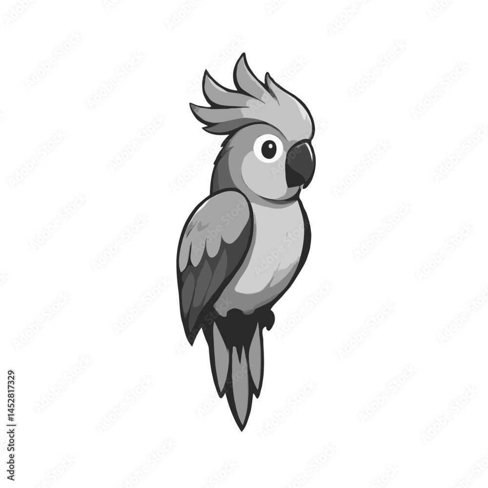 Obraz premium Detailed 3D Grayscale Parrot illustration