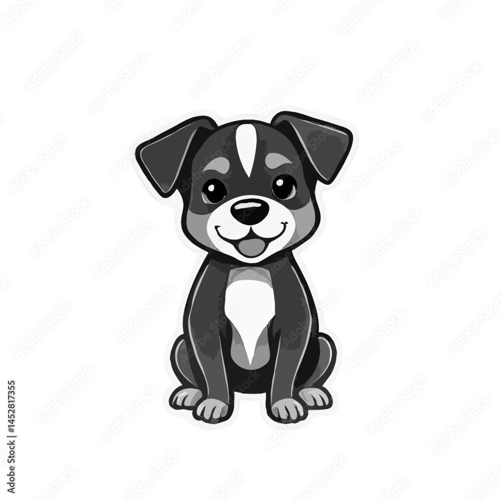 Adorable Little Grayscale Puppy Design Adorable Little Grayscale Puppy Design