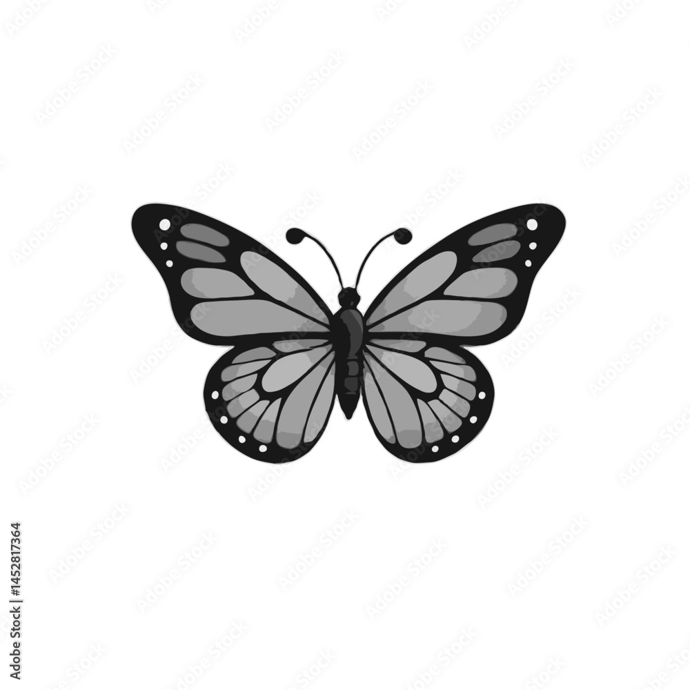 Fototapeta premium Detailed 3D Grayscale Butterfly 