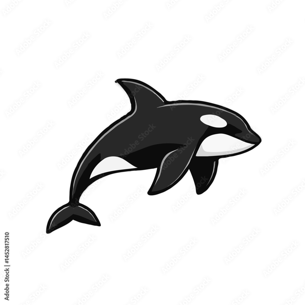 Naklejka premium Simple, Contoured Grayscale Orca 