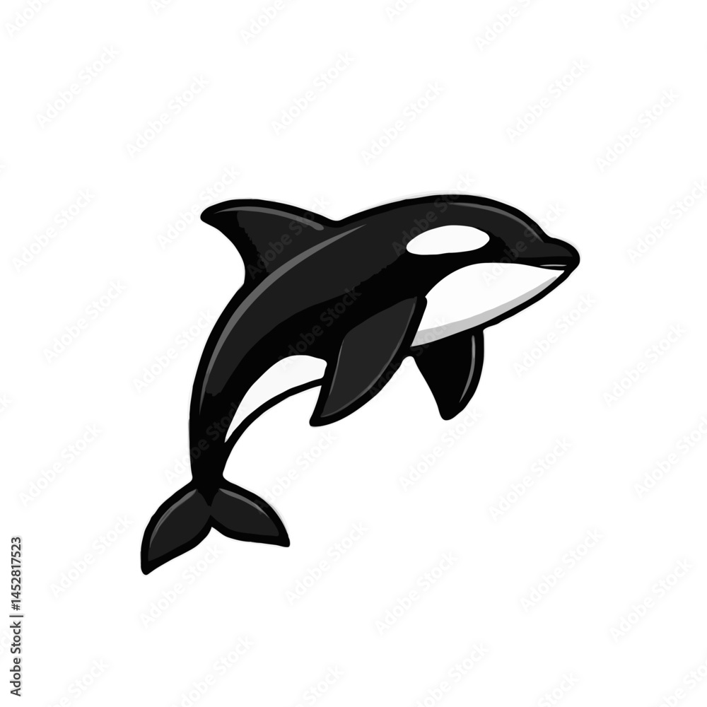 Fototapeta premium Simple Grayscale Orca Illustration