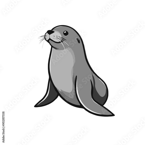 Cute Contoured Grayscale Sea Lion Design