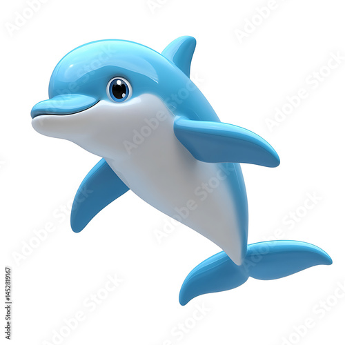 Dolphin. 3d rendering isolated on white background. Cartoon plastic style icon