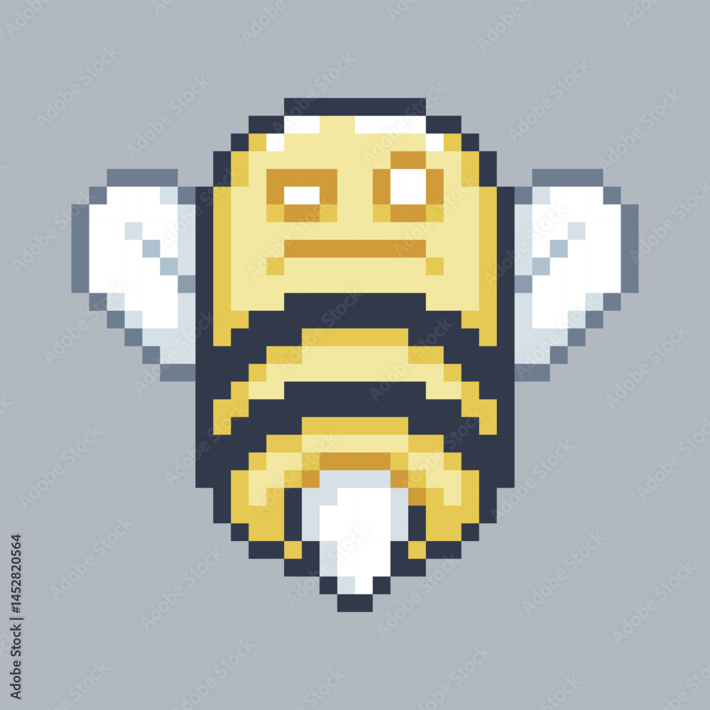 Fototapeta premium bee monster character in pixel art style with isolated background