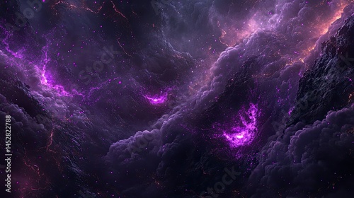 Cosmic Nebula Purple Galactic Storm with Fantasy Space.