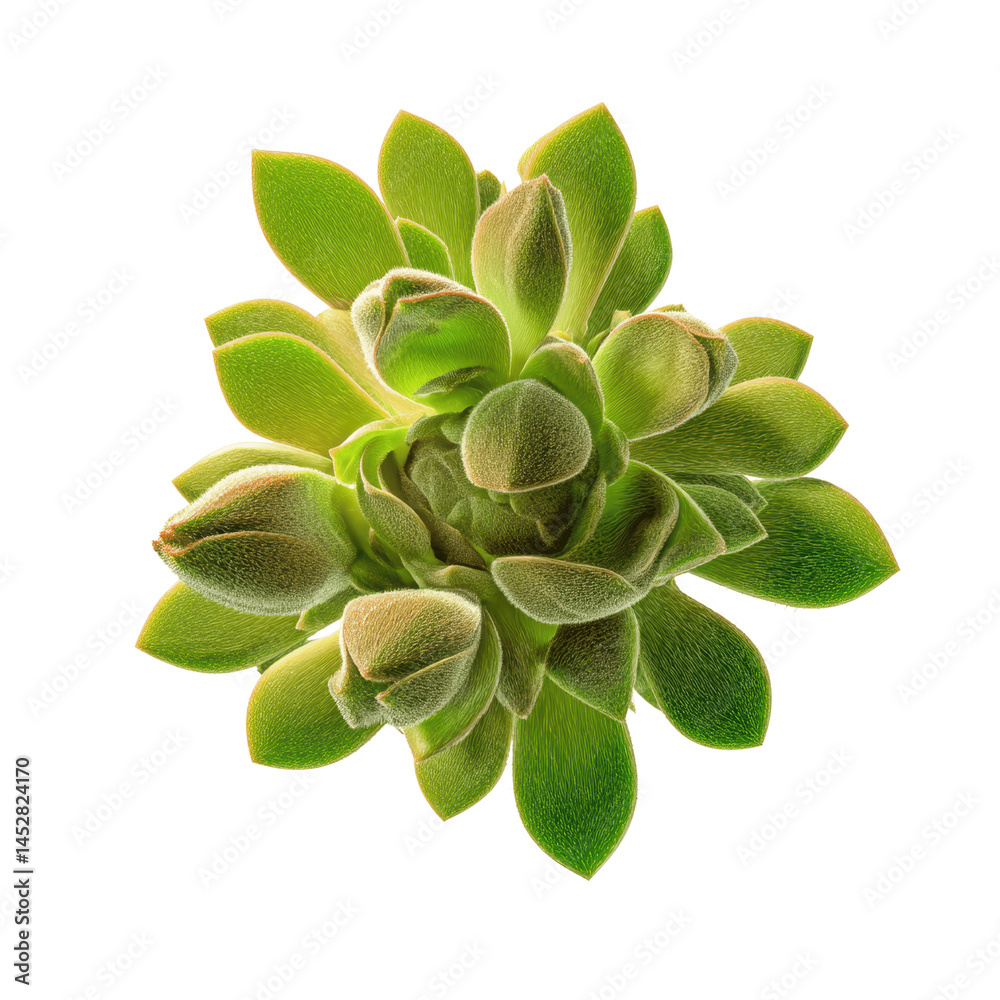 Fototapeta premium Close-up of a vibrant green succulent plant, Echeveria, with detailed texture and intricate leaf