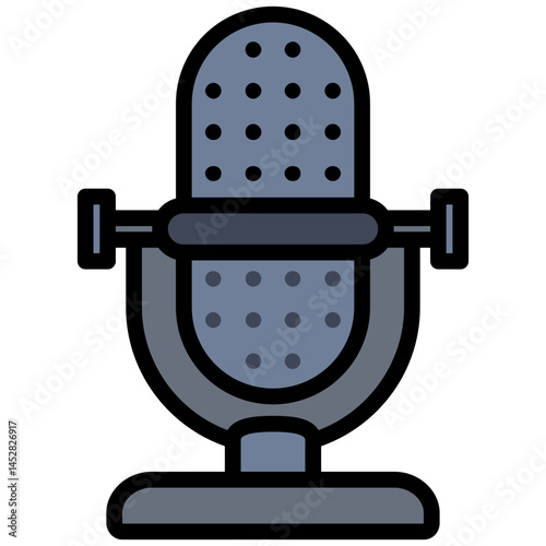 Microphone Outline Design Icon, Audio Element Outline Design Icon Symbol