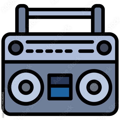 Radio Tape Outline Design Icon, Audio Element Outline Design Icon Symbol