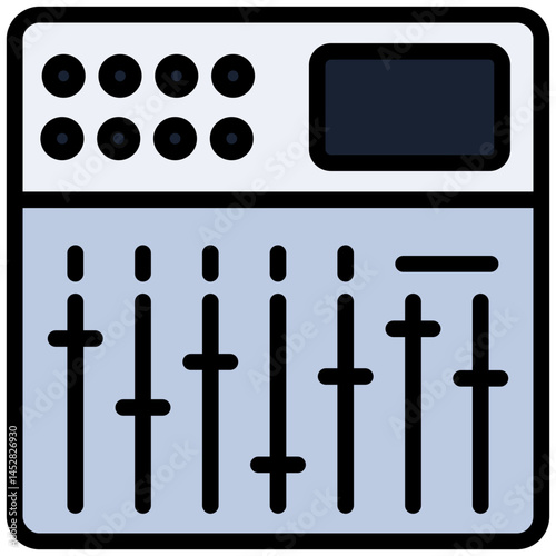 Mixing Board Outline Design Icon, Audio Element Outline Design Icon Symbol