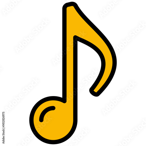 Quaver Outline Design Icon, Audio Element Outline Design Icon Symbol