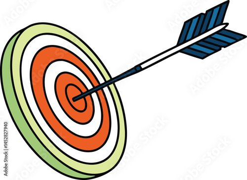 Arrow Hitting The Bullseye On Target Vector Illustration For Business Success