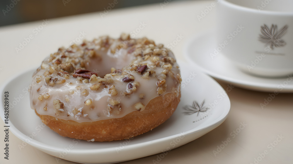 Delicious Glazed Donut with Savory Nut Blend and Sweet Icing Perfect for Any Dessert Lover Delicious Glazed Donut with Savory Nut Blend and Sweet Icing Perfect for Any Dessert Lover
