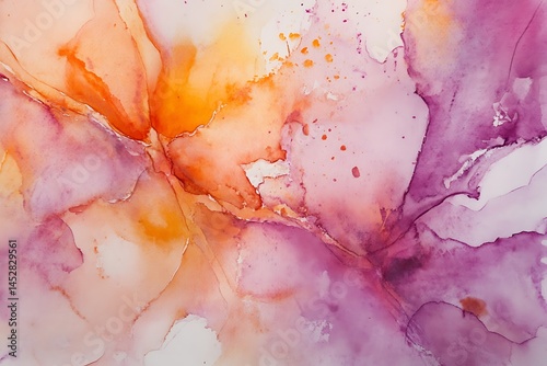 Abstract watercolor wash background in gentle pinks and oranges Artistic
