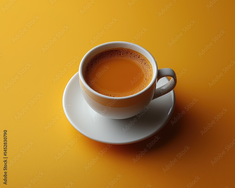 Close-up of a steaming cup of tea on a vibrant orange background Close-up of a steaming cup of tea on a vibrant orange background