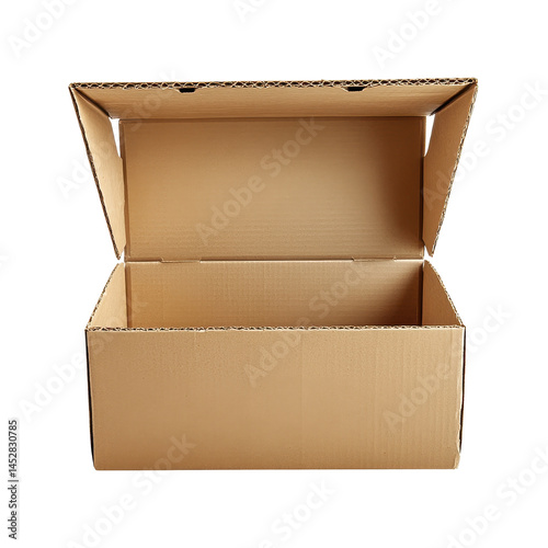 Open Cardboard Box for Shipping and Storage with Transparent Background