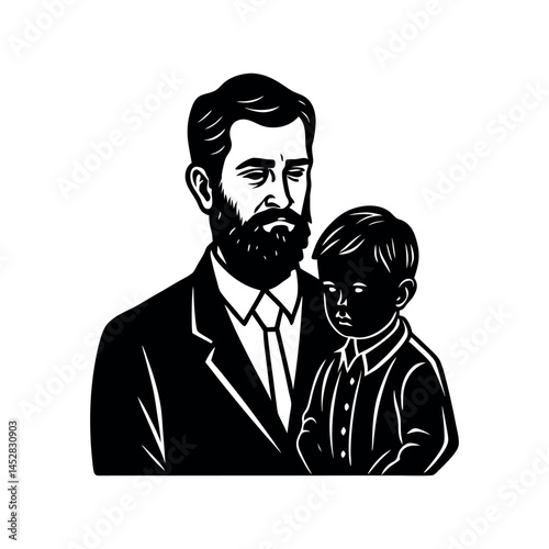 Father Silhouette with Family Concept Art