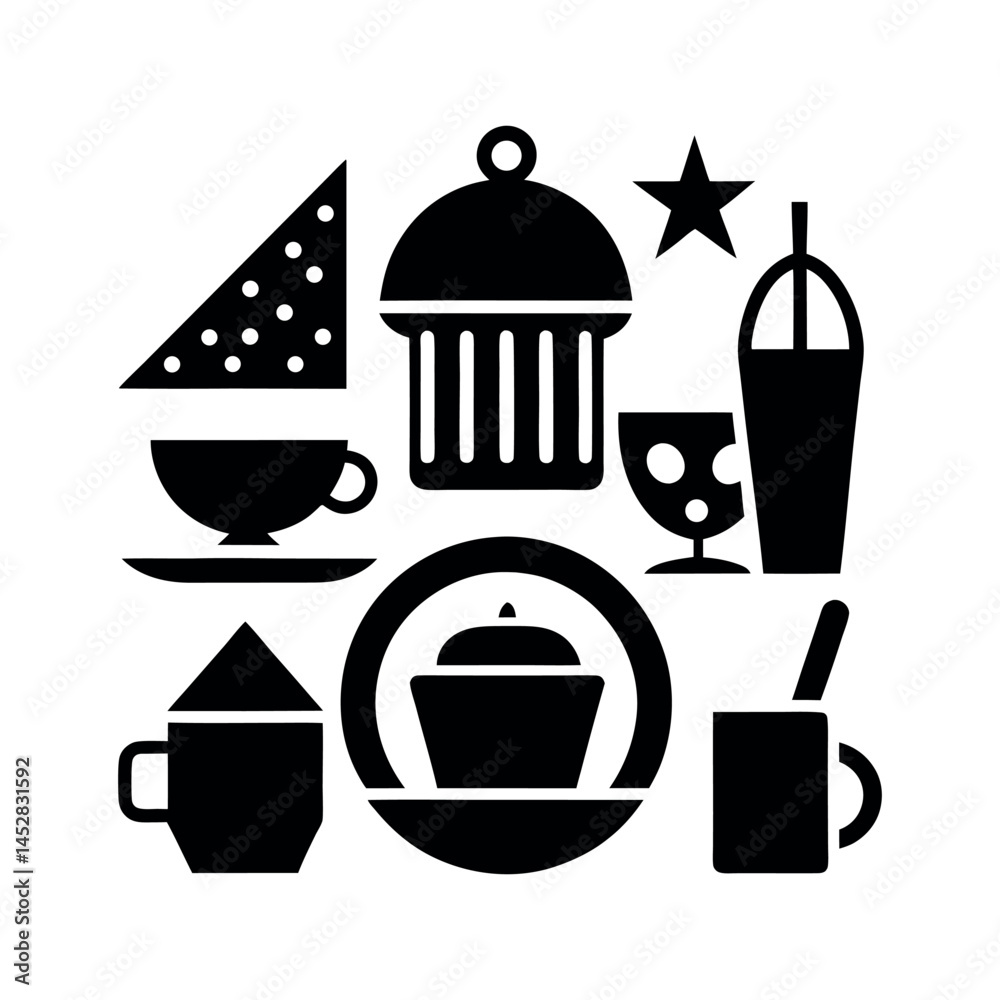Restaurant Cafe and Beverage Icon Set Restaurant Cafe and Beverage Icon Set