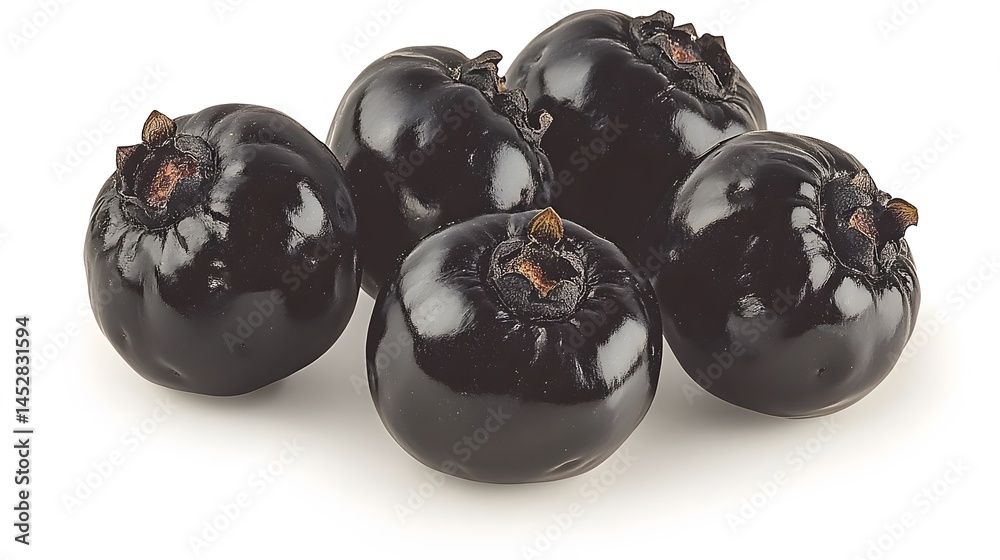 Closeup of Shiny Black Berries Bunch Isolated White Background Closeup of Shiny Black Berries Bunch Isolated White Background