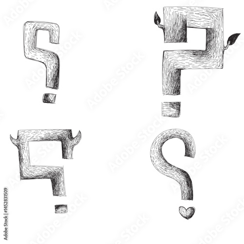Question Mark Vector Set – Hand Drawn Doodle Style Question Symbols for FAQs, Education, Quizzes, and Infographics