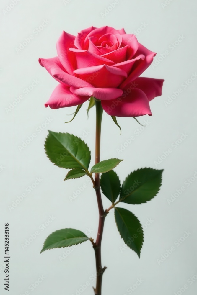 Obraz premium Single artificial rose, vivid hues, pure white background , silk rose, orange, petal