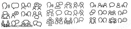 Icons representing various social interactions and communication styles in a modern design setting