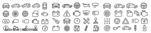 Diverse car icons representing various automotive features and warnings for drivers and mechanics