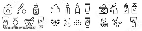 Visualization of skincare products and ingredients arranged in a creative layout showing various types of cosmetics and their applications