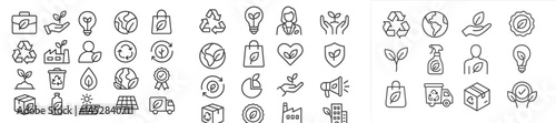 Collection of eco-friendly icons representing sustainability and environmental awareness initiatives and practices