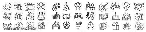 Celebrating special occasions with fun icons depicting festivities, parties, and joyful gatherings