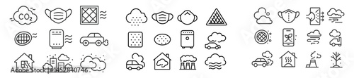 Icons representing environmental concepts and pollution symbols illustrating global challenges