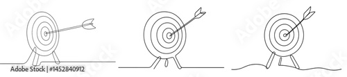 Artistic representation of a target with an arrow in various stages of hitting the center during a precision archery event