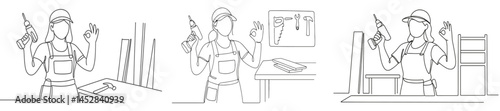 Creative woman working with tools in a workshop during the day while showcasing her skills and confidence in carpentry