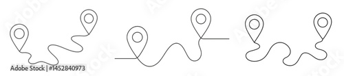 Pathway illustration showing winding routes and location markers for navigation in various scenarios of travel and adventure