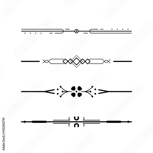 Set Black Simple Line Collection Doodle Border Elements Vector Design Style Sketch Isolated Illustration For Banner