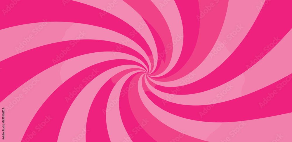 Fototapeta premium Pink ice-cream swirl background. Spiral candy pattern. Groovy vector strawberry color